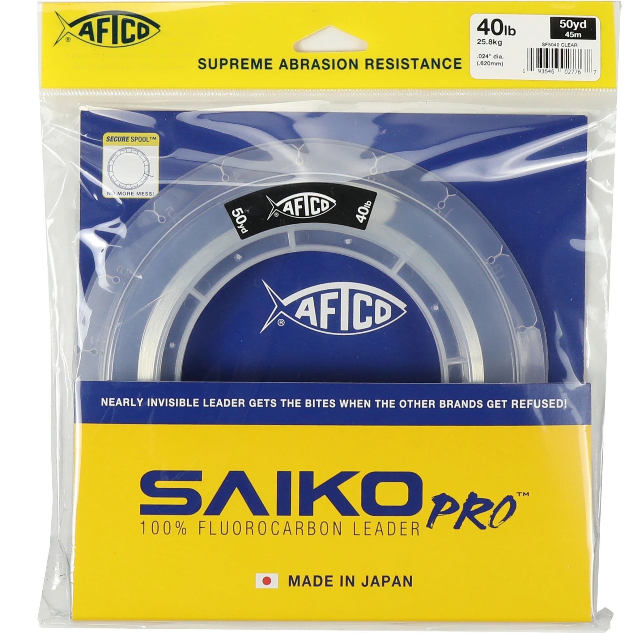 AFTCO Saiko Pro Fluorocarbon Leader - Clear - 12lb - 25yds