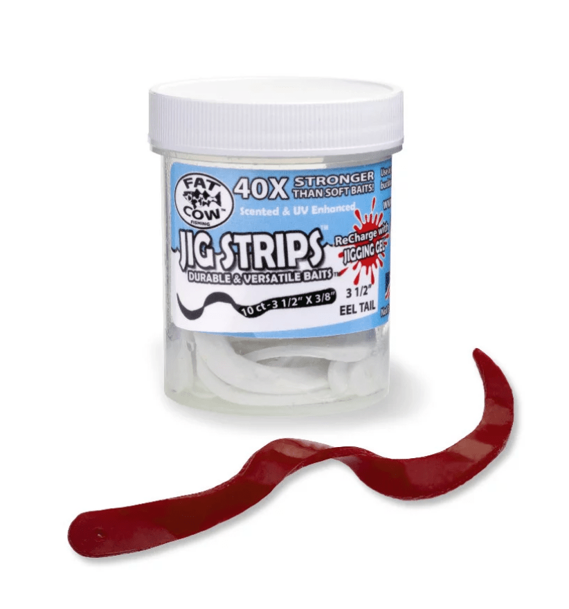 Fat Cow Eel Tail Jig Strips 3.5&quot; / Blood Red