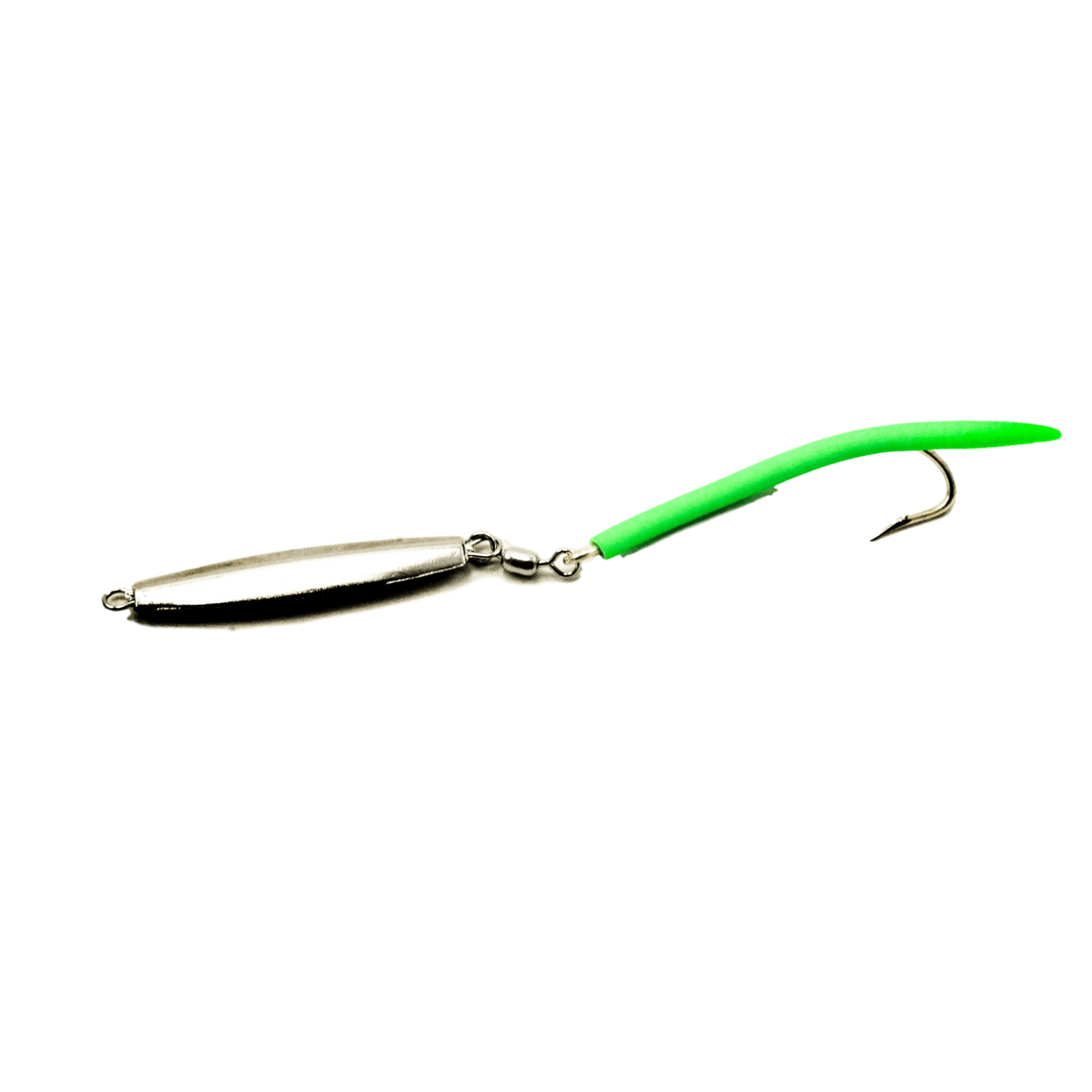 Fin Strike Smooth Chrome Diamond Jigs 1 oz / Fluorescent Green Tube Tail