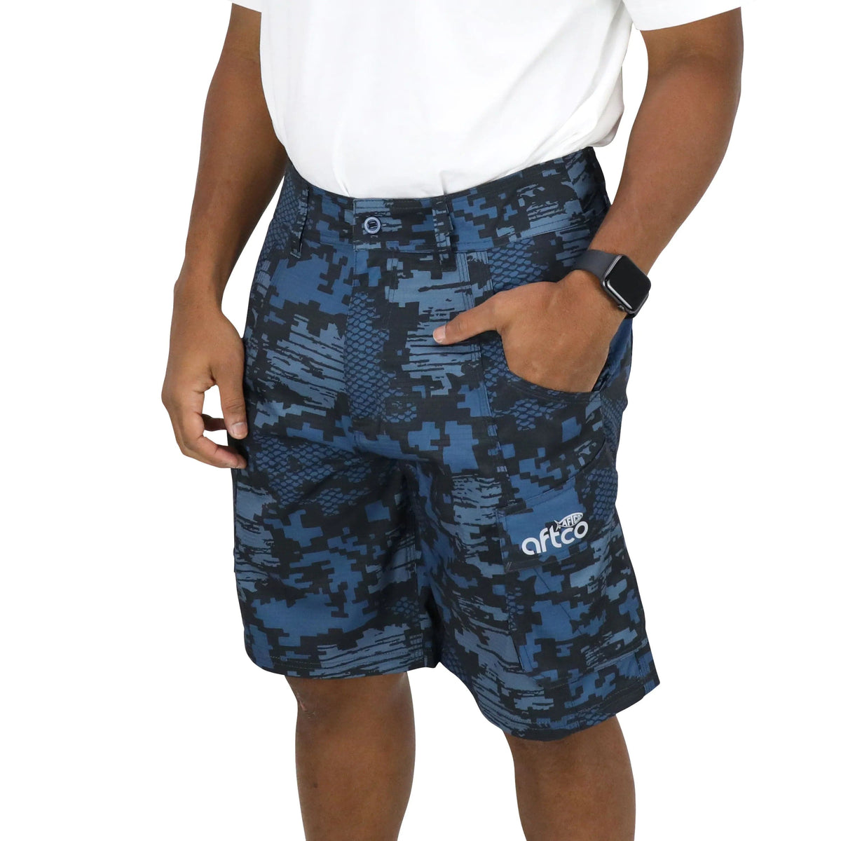 Aftco Tactical Fishing Shorts Navy Digi Camo / 30