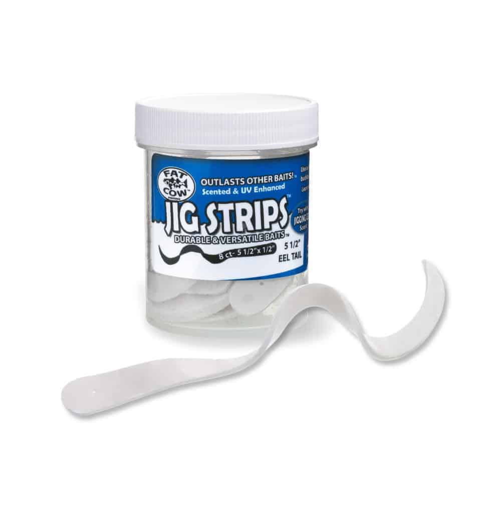 Fat Cow Eel Tail Jig Strips 5.5" / Ghost White