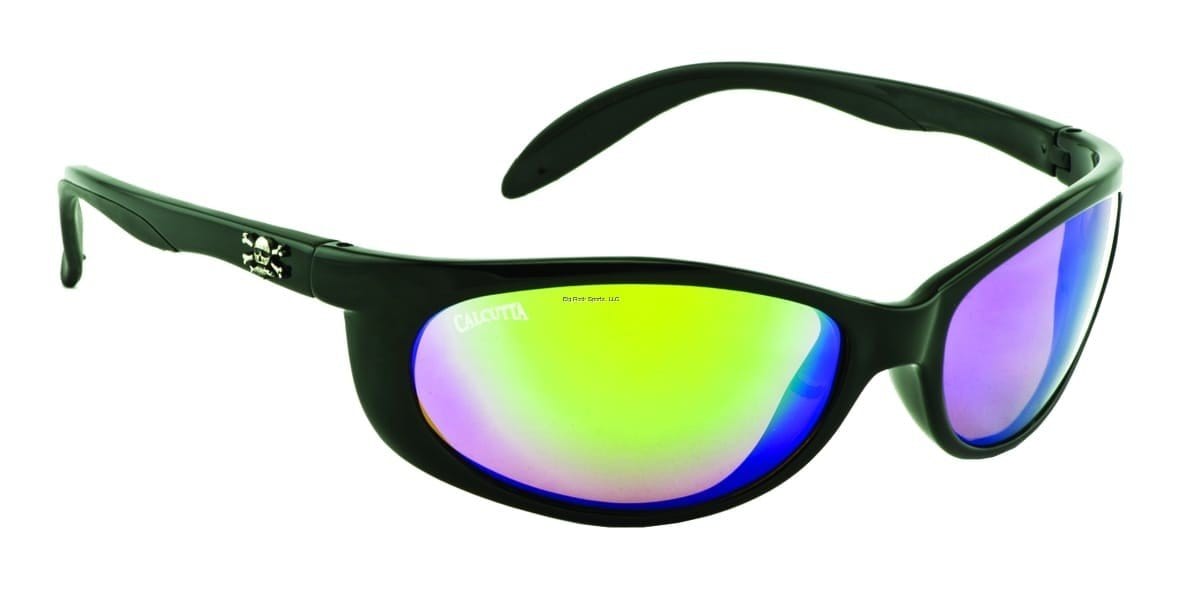Calcutta Smoker Sunglasses (Shiny Black Frame/Green Mirror Lens)