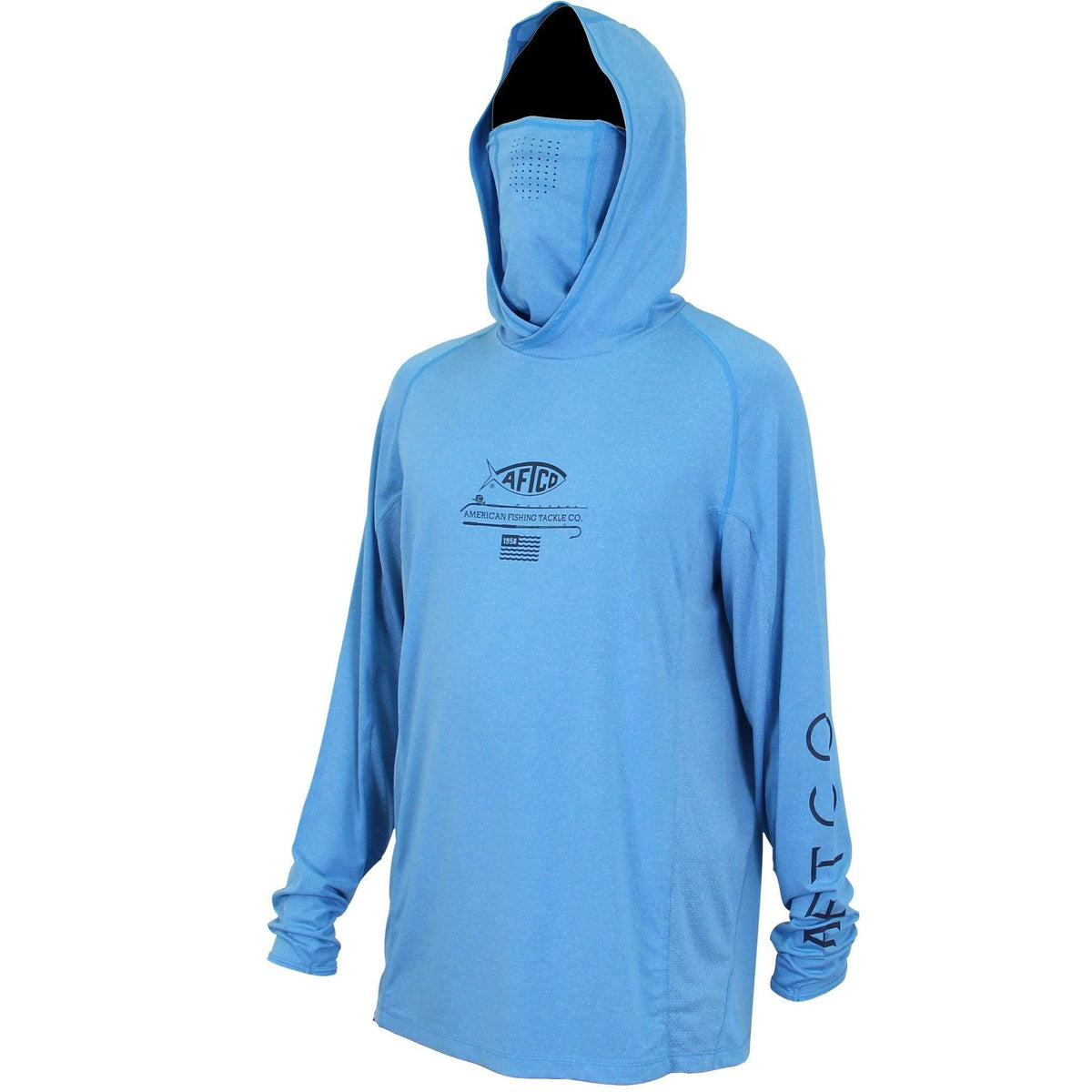 Aftco Barracuda Geo Cool Fishing Hood & Mask Vivid Blue Heather / Medium